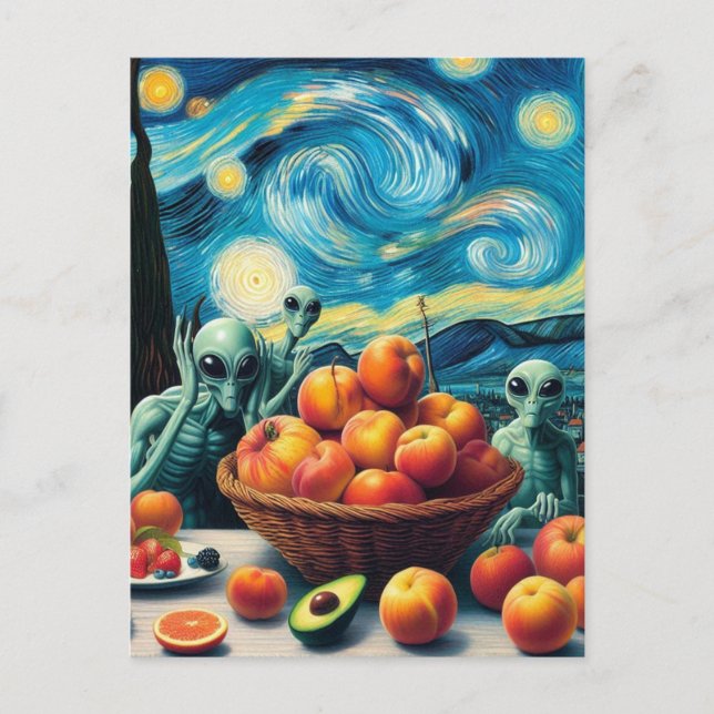 Postal Alienígenas con Fruit Faux Van Gogh (Anverso)