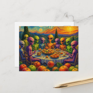 Postal Alienígenas Con Melocotones Falso Van Gogh