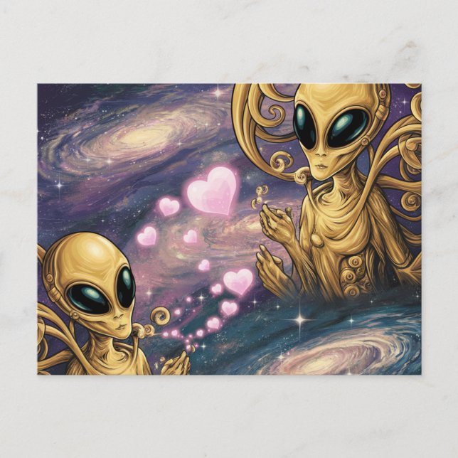 Postal Alienígenas enamorados (Anverso)