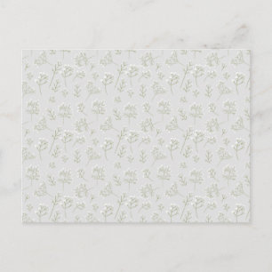 Postal Aliento de Bebé Flor Blanca Acuarela Gypsophila