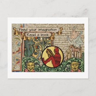Postal Alimenta tu imaginación: Leer un libro