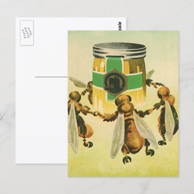 Postal Alimento Antiguo, Tarro de Abejas Orgánicas Bailan (Anverso / Reverso)