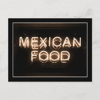 Postal ALIMENTOS MEXICANOS - Rótulo de neón amarillo