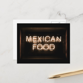 Postal ALIMENTOS MEXICANOS - Rótulo de neón amarillo