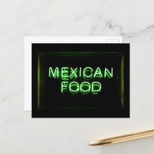 Postal ALIMENTOS MEXICANOS - Rótulo de neón verde