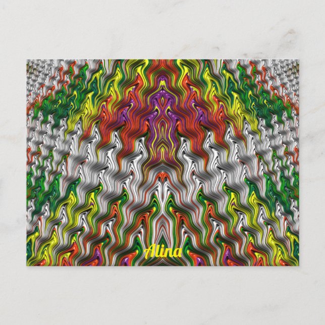 Postal ALINA ~ NAVIDADES Patrón de diseño fractal 3D ~ (Anverso)