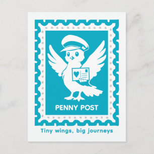 Postal Alitas diminutas grandes viajes Penny Post
