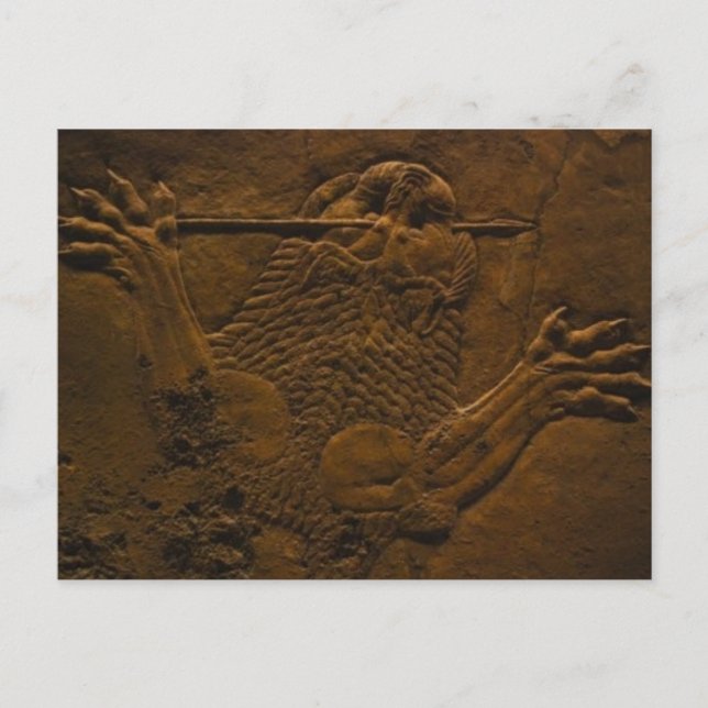 Postal alivio de piedra asirio en el norte de mesopotamia (Anverso)