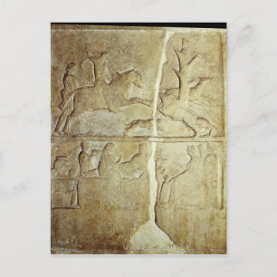 Postal Alivio de Stela que representa una caza salvaje de
