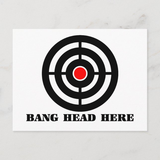 Postal Alivio del estrés ergonómico: Bang Head Aquí (Anverso)