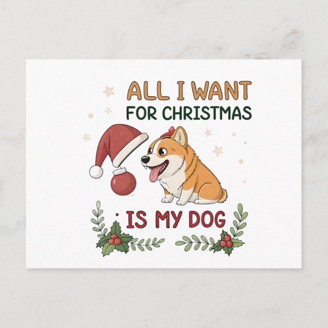 Postal All I Want for Christmas Is My Dog Art (Anverso)