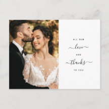 All Our Love Modern Script Thank you Photo Wedding