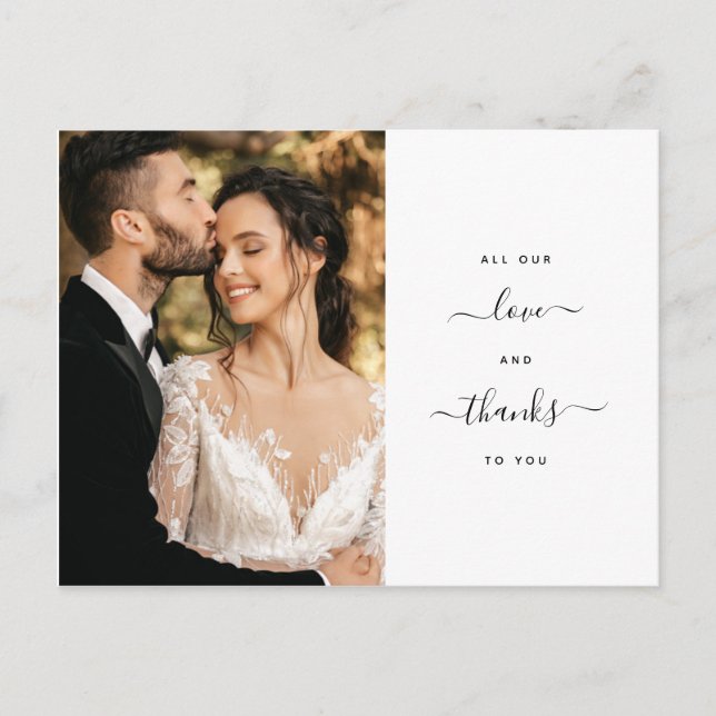 Postal All Our Love Modern Script Thank you Photo Wedding (Anverso)