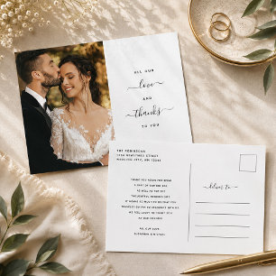 Postal All Our Love Modern Script Thank you Photo Wedding
