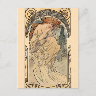 Postal Allegorie de la Musique por Alphonse Mucha