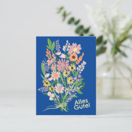 Postal Alles Gute Wildblumen süß Gouache Glückwunsch