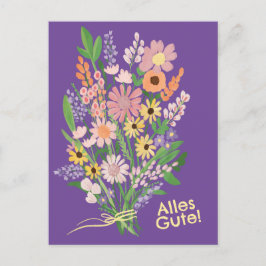 Postal Alles Gute Wildblumen süß Gouache Glückwunsch