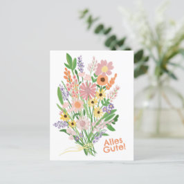 Postal Alles Gute Wildblumen süß Gouache Glückwunsch