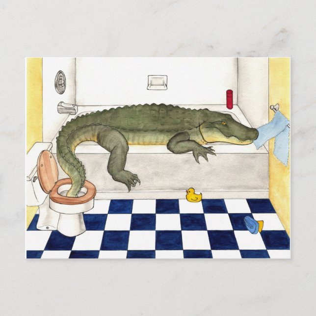 Postal Alligador de baño (Anverso)