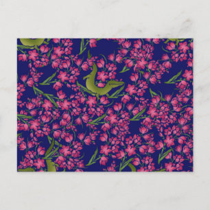 Postal Alligador Floral Gator Chica Flores Alligadores