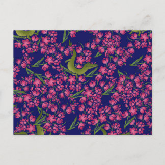 Postal Alligador Floral Gator Chica Flores Alligadores