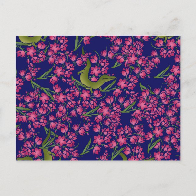 Postal Alligador Floral Gator Chica Flores Alligadores (Anverso)