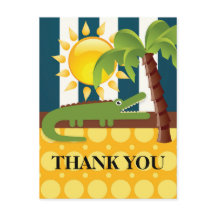Alligator Blue Yellow Birday Party Gracias