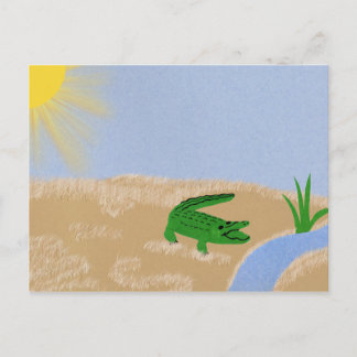 Postal Alligator Green Whimsical Personalizado Art