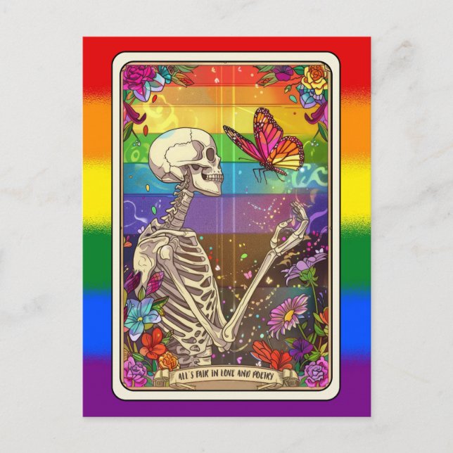 Postal All's Fair in Love and Poetry: LGBT Skelton Tarot (Anverso)