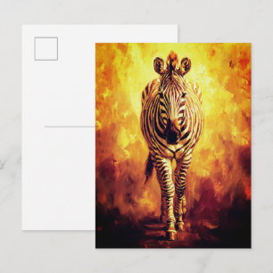 Postal Alma de la cebra de la selva Pintura al óleo dorad