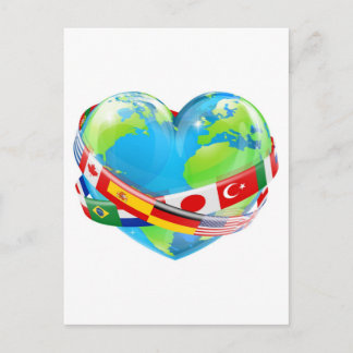 Postal Alma del corazón con banderas