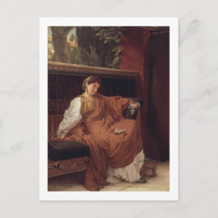 Postal Alma-Tadema Lesbia llorando por una espuma