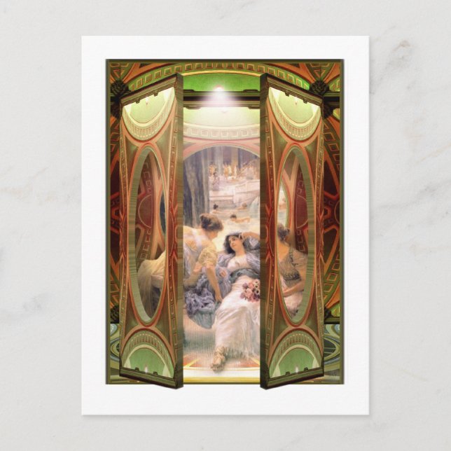 Postal Alma-Tadema Puerta Abierta a Los Baños (Anverso)