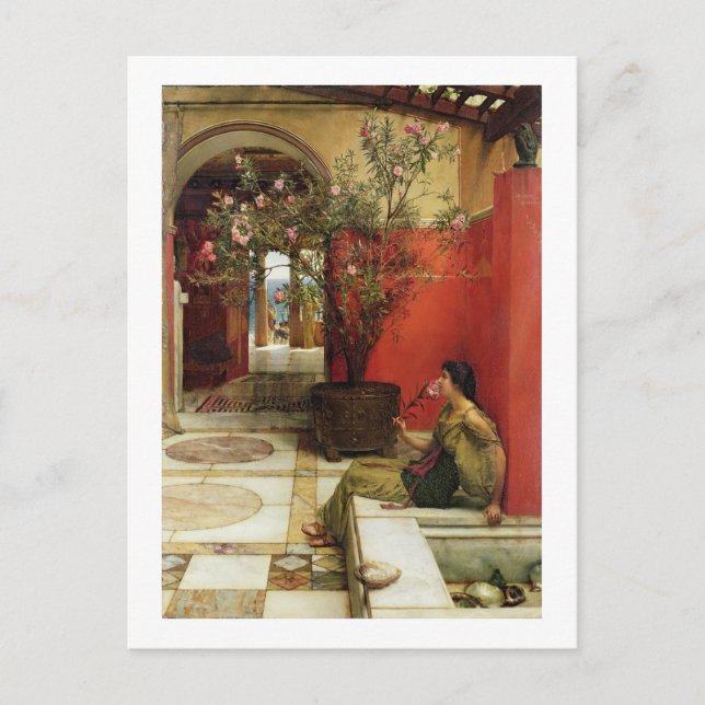 Postal Alma-Tadema | Un Oleander, 1882 (Anverso)