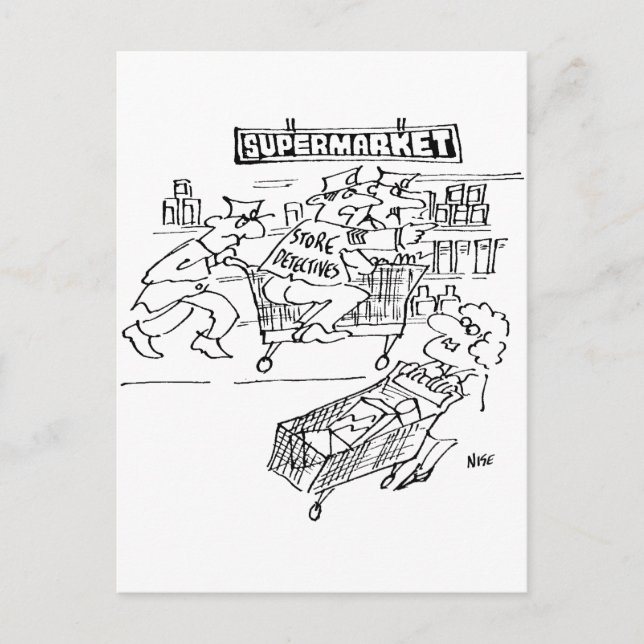 Postal Almacenar detectives en un supermercado (Anverso)