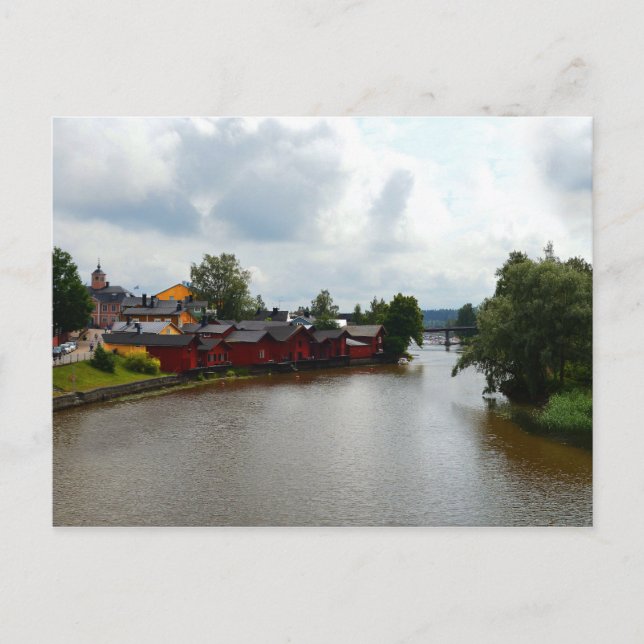 Postal Almacenes rojos en Porvoo, Finlandia (Anverso)