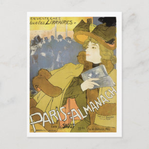 Postal Almanach de París, 1894 Art Nouveau vintage