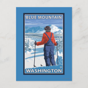 Postal Almirante de esquí - Montaña Azul, Washington
