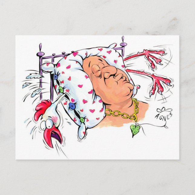 Postal ¿Almohada con plumas de pollo? (Anverso)