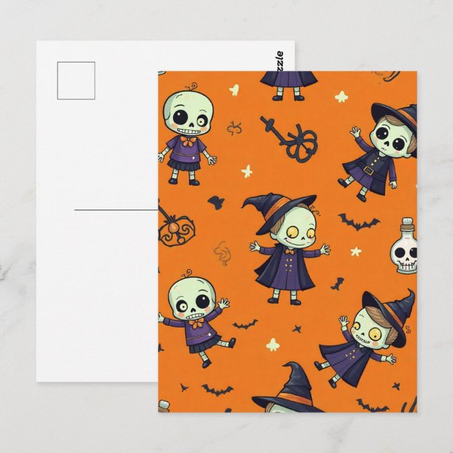 Postal Almohada de Halloween Chic Espeluznante - Festivam (Anverso / Reverso)