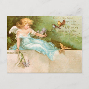 Postal Almohadilla: Angel jugando con los pájaros