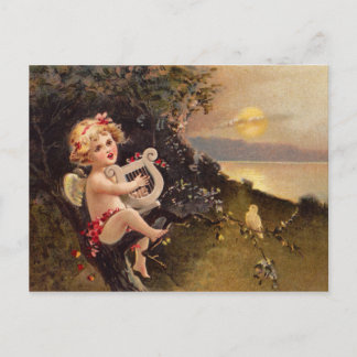 Postal Almohadilla: Cherub pequeño con arpa