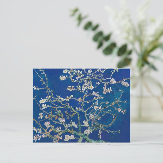 Postal Almond Bloom (añil) | Van Gogh | (Anverso de pie)