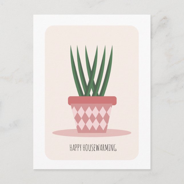 Postal Aloe Potted Planta nueva casa Fiesta Pos (Anverso)