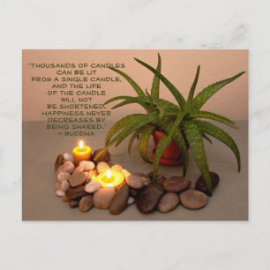 Postal Aloe, Velas y Piedras del Río   Cita de Felicidad