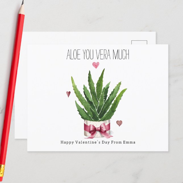Postal Aloe You Vera Many Pun Classroom Valentine (Subido por el creador)