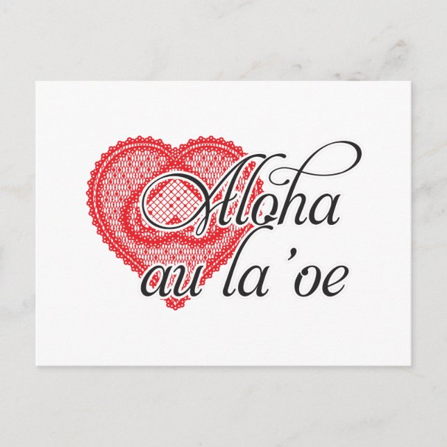 Postal Aloha au la ' oe (hawaiano) (Anverso)