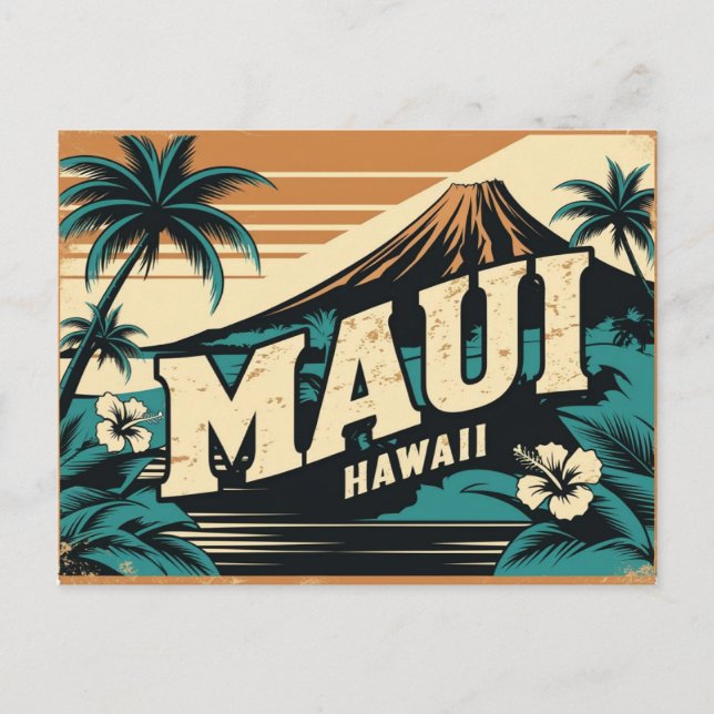 Postal Aloha Ayer cosecha y retro de Maui, Hawaii (Anverso)