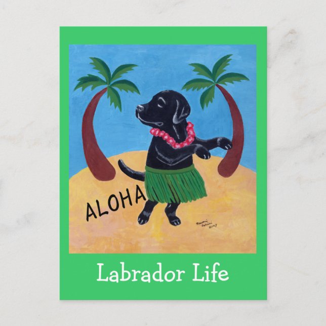Postal Aloha Black Labrador (Anverso)