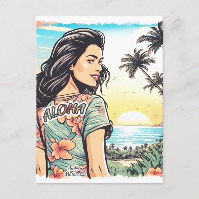 Postal Aloha Chica (Anverso)